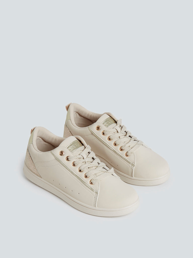 LUNA BLU Beige Lace-Up Sneakers